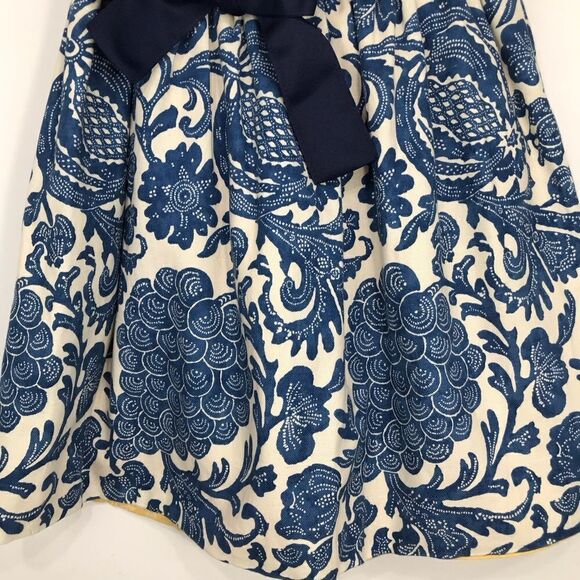 Molly B Blue Cream Yellow Reversible 2 Skirts in 1 Tie Waist Mini Wrap Skirt - Picture 3 of 16